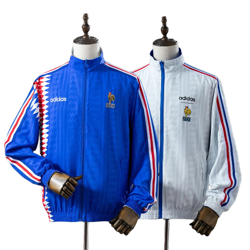 1994 France national football team Full Zip Reversible Anthem Track Jacket Top Windbreaker Vintage Retro-Style Soccer Fußball BNWT