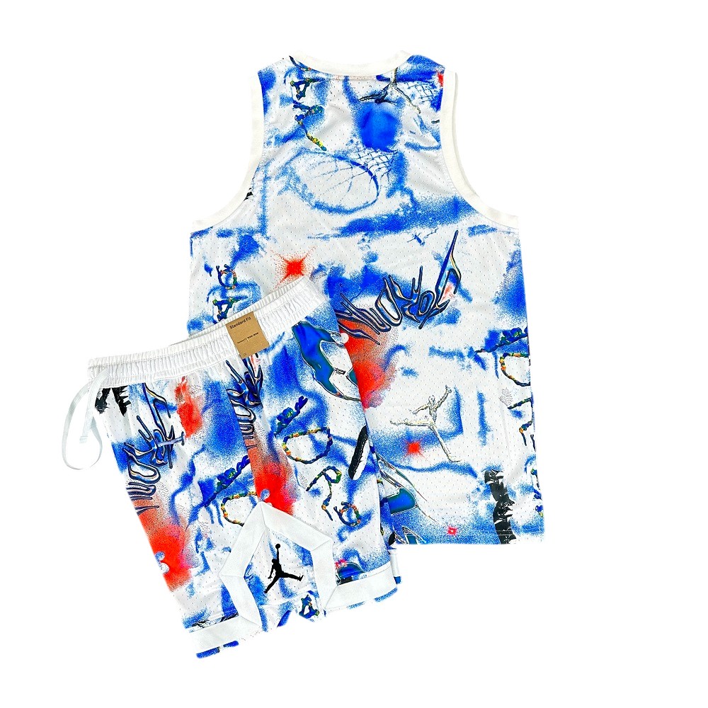 Jordan Sport Dri-FIT Woven Printed Diamond Shorts and Coordinating Jersey Set BNWT