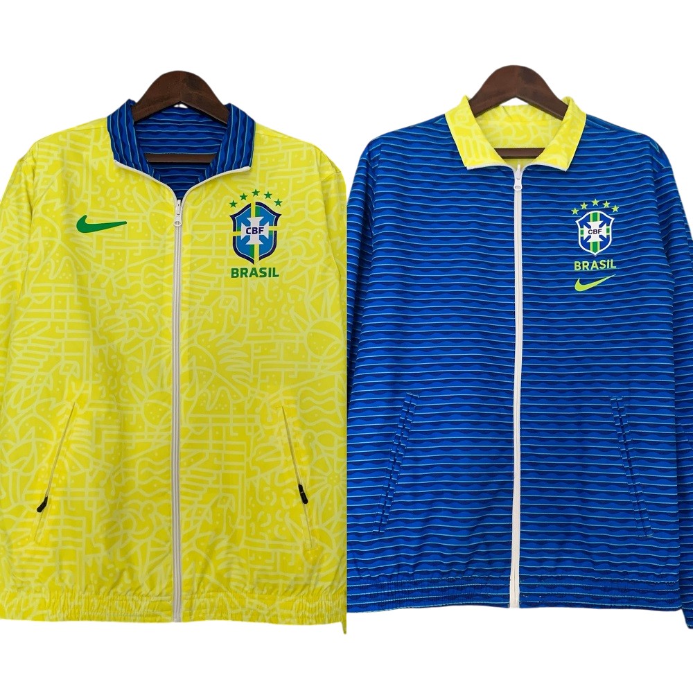 2023-24 Brazil national football team Track Jacket Reversible Full Zip Anthem Top Windbreaker Soccer Fußball BNWT