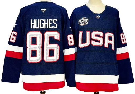 Team USA 4 Nations Premium Jersey 2025 - Navy - Jack Hughes - Mens BNWT