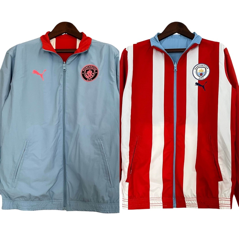 2023-24 Man City Football Club Track Jacket Reversible Full Zip Anthem Top Windbreaker Soccer Fußball BNWT