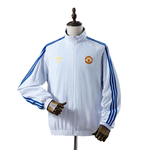 Man United Football Club Full Zip Reversible Anthem Track Jacket Top Windbreaker Retro-Style Soccer Fußball BNWT