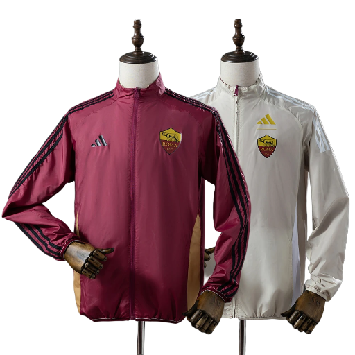 2025-26 AS Roma Football Club Full Zip Reversible Anthem Track Jacket Top Windbreaker Soccer Fußball BNWT