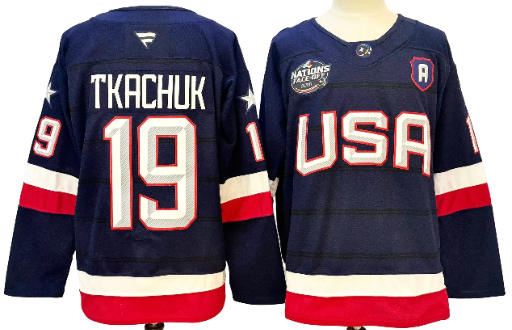 Team USA 4 Nations Premium Jersey 2025 - Navy - Matthew Tkachuk - Mens BNWT