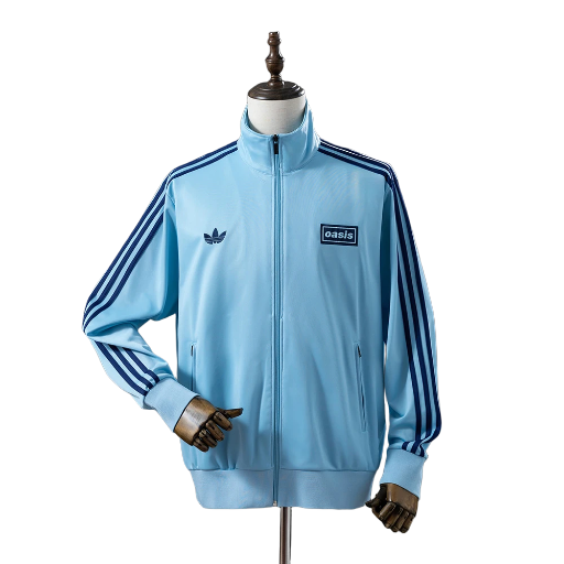 2025 Adidas x Oasis Tour Firebird Track Top Jackt Full Zip Windbreaker Lake Blue BNWT