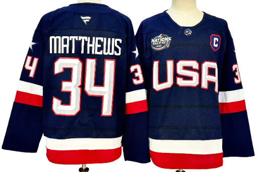 Men's USA Auston Matthews Fanatics Navy 2025 4 Nations Face-Off Premium Player Jersey BNWT