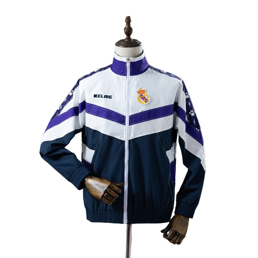 1994-97 Real Madrid Football Club Full Zip Anthem Track Jacket Top Windbreaker Soccer Fußball Retro-Style BNWT