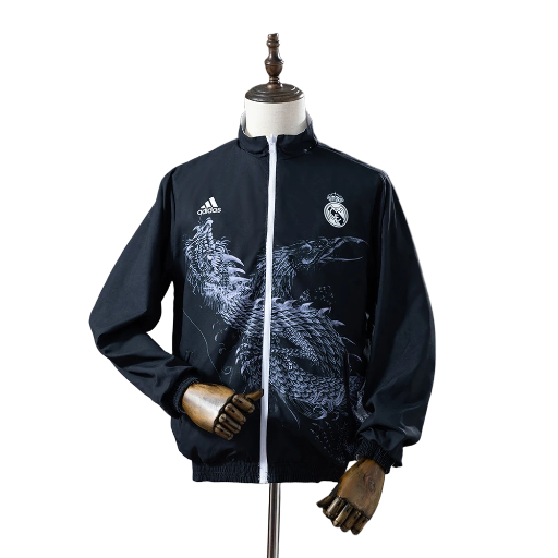 2014-15 Real Madrid Football Club Full Zip Reversible Anthem Track Jacket Top Windbreaker Soccer Fußball BNWT
