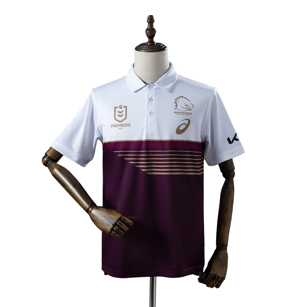 2025 Brisbane Broncos Rugby league team Men's Premiers Polo Shirt BNWT