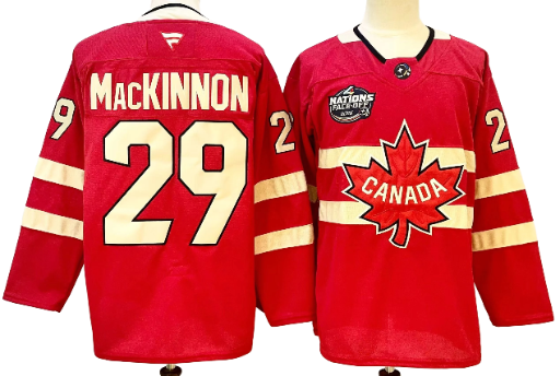 Team Canada 4 Nations Premium Jersey 2025 - Red - Nathan MacKinnon - Mens BNWT