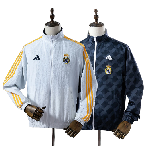 2024-25 Real Madrid Football Club  Full Zip Reversible Anthem Track Jacket Top Windbreaker Soccer Fußball BNWT