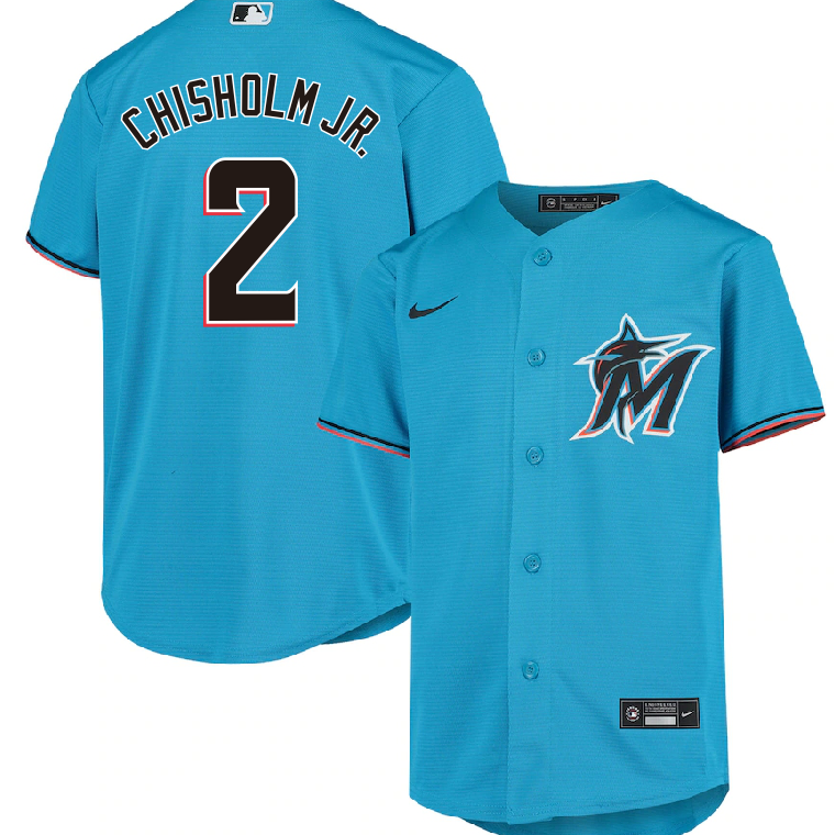 Miami Marlins Baseball team Men's Jazz Chisholm Jr. Nike Blue Alternate Replica Team Jersey BNWT