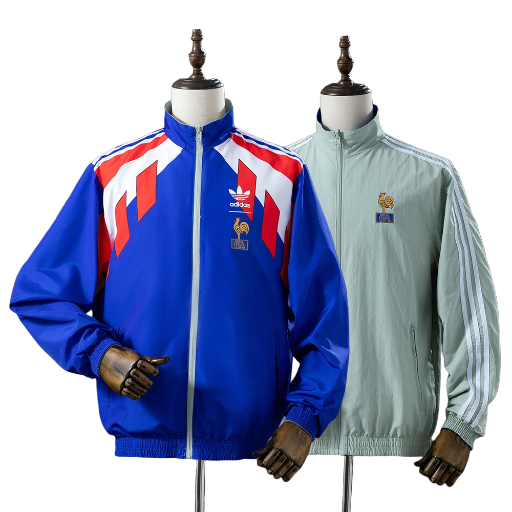 1990-92 France national football team Classic Vintage Full Zip Reversible Anthem Track Jacket Top Windbreaker Soccer Fußball BNWT