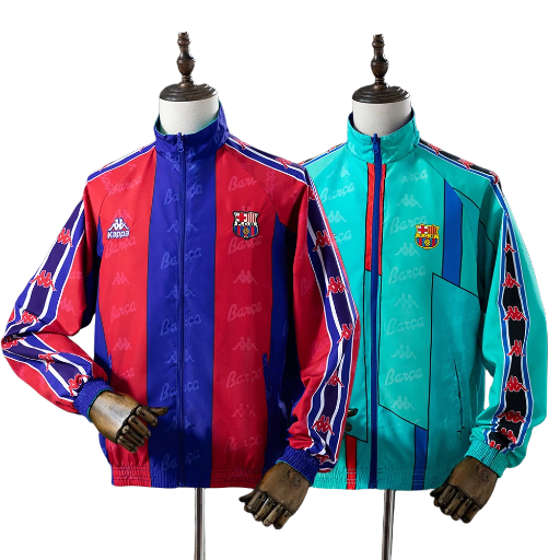 1995-97 Barcelona Football Club Full Zip Reversible Anthem Track Jacket Top Windbreaker Vintage Retro-Style Soccer Fußball BNWT