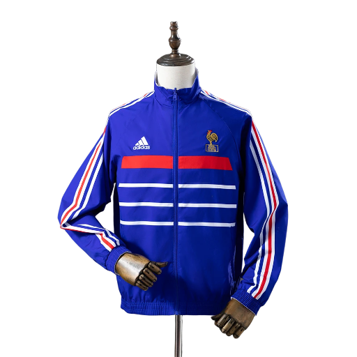 1998 France national football team Full Zip Reversible Anthem Track Jacket Top Windbreaker Vintage Retro-Style Soccer Fußball BNWT