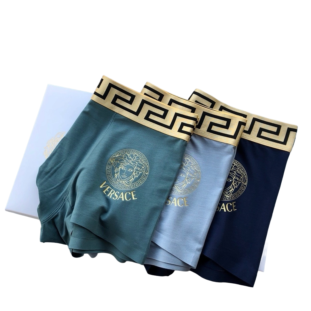 Versace Underwear Three-Pack Multicolor Greca Border Boxer Briefs BNWT