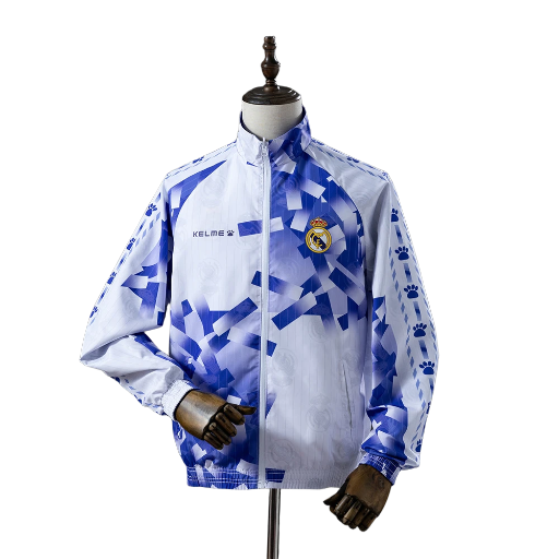 1996-97 Real Madrid Football Club Full Zip Reversible Anthem Track Jacket Top Windbreaker Vintage Retro-Style Soccer Fußball BNWT