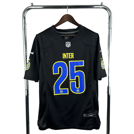 2025 Nike Men's Black Inter Milan Soccer x NFL Game Jersey BNWT