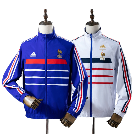 1998 France national football team Full Zip Reversible Anthem Track Jacket Top Windbreaker Vintage Retro-Style Soccer Fußball BNWT