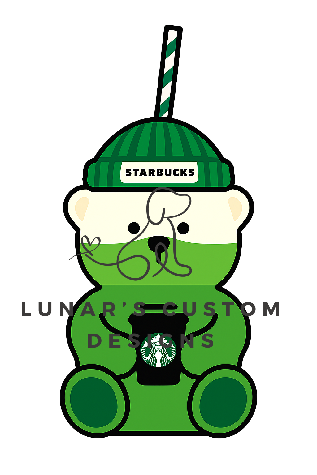 Macha Bear Cup with Green Lid