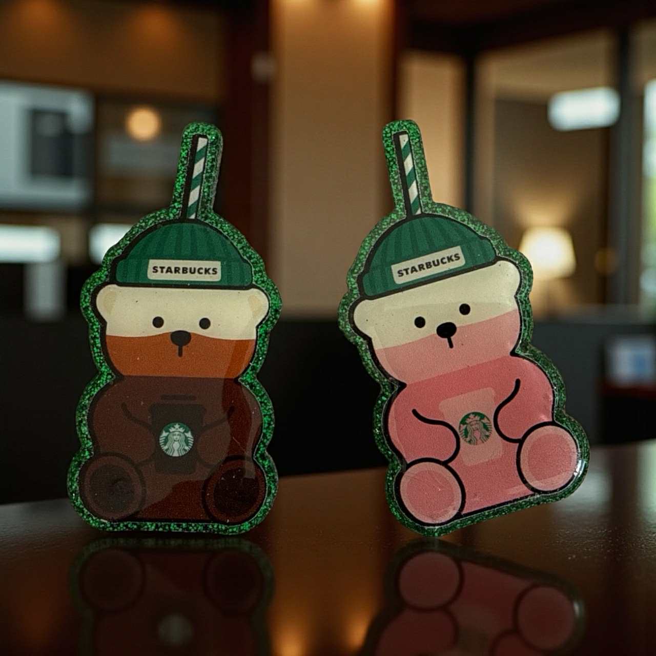 Pink Bear Cup with Green Lid