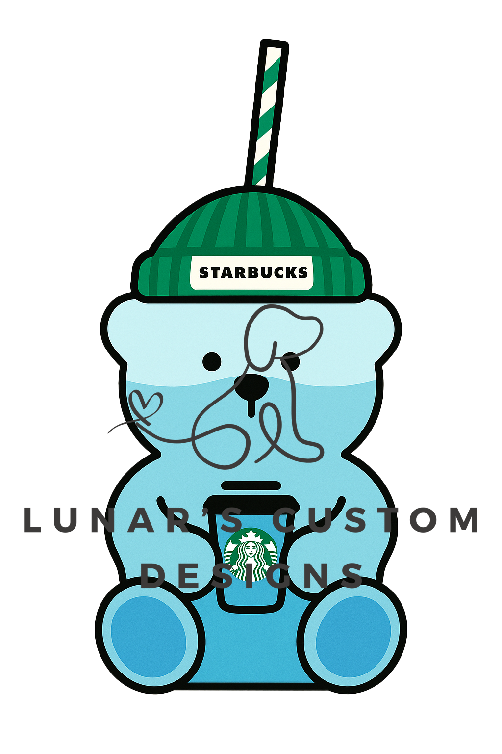 Summer Skies Bear Cup with Green Lid