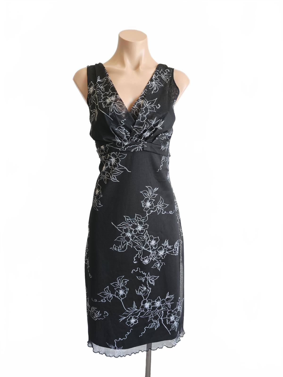 Vintage Silhouette mesh black floral dress 12
