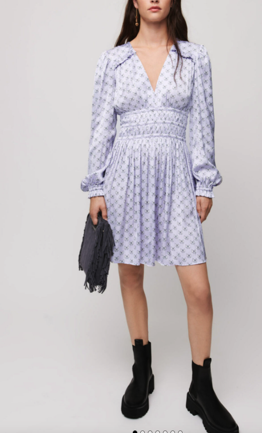 Lavender dress with bows by Maje cottage core 40