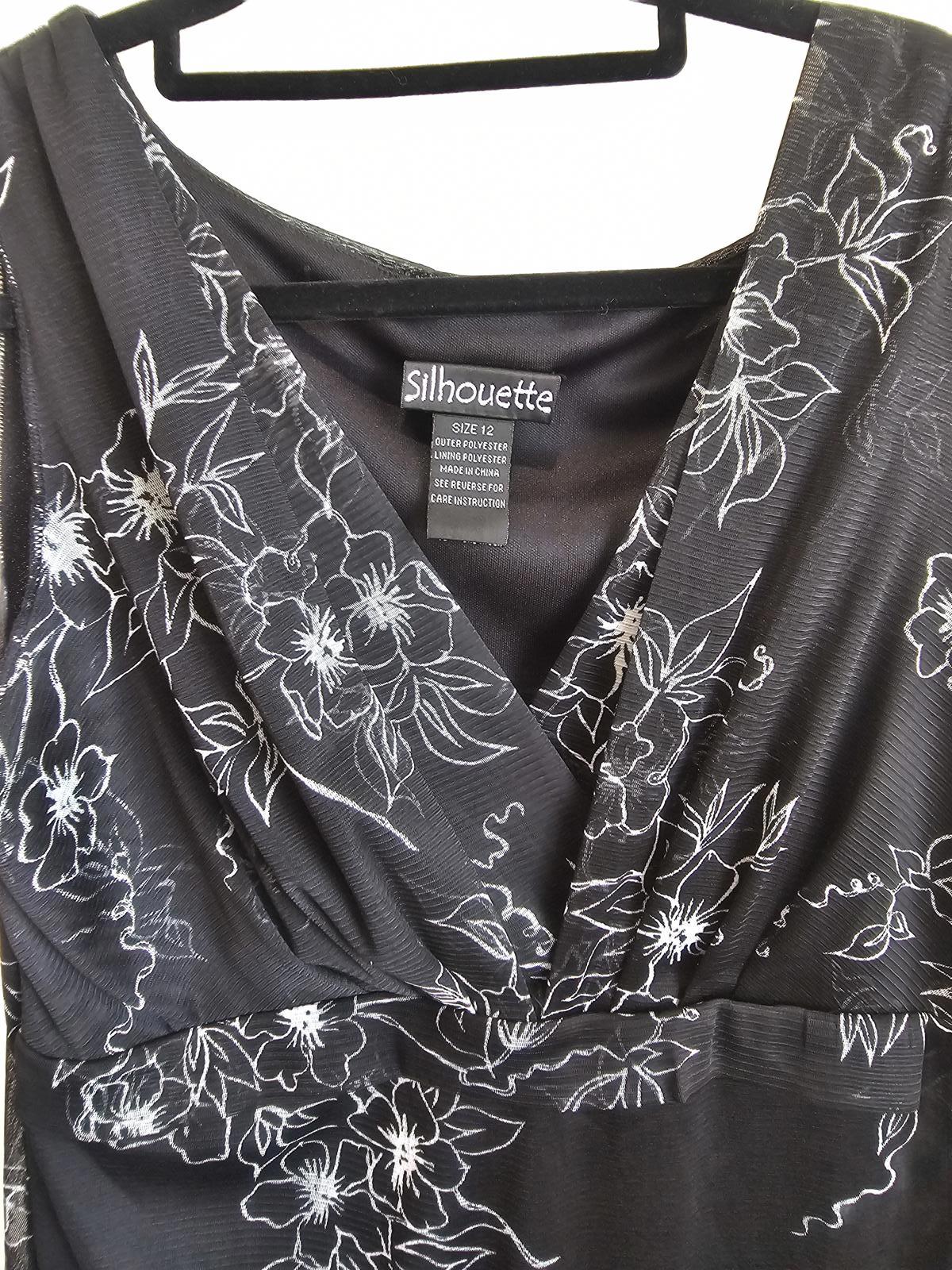 Vintage Silhouette mesh black floral dress 12 