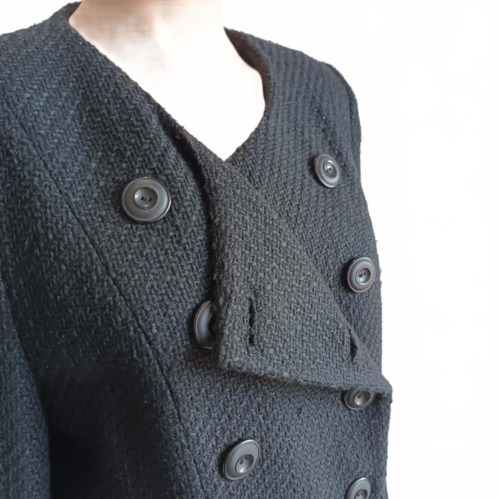Black wool blend Tweed cropped jacket by Enrose 14