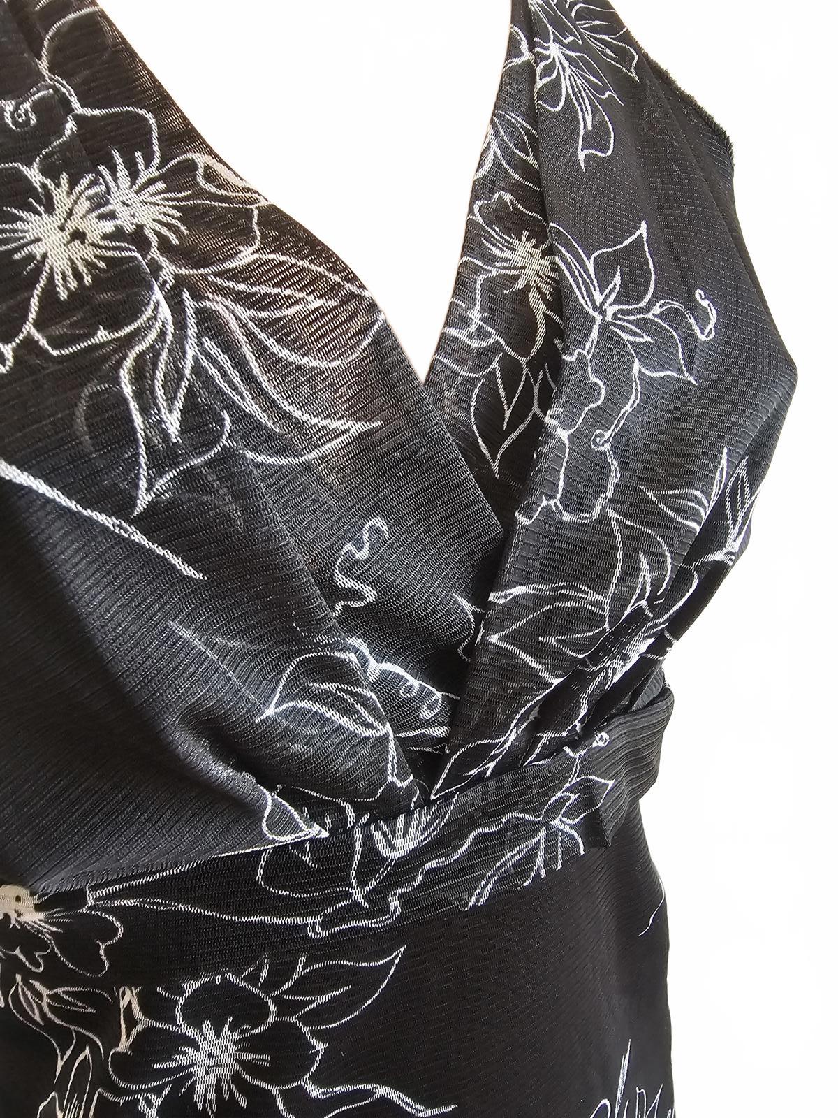 Vintage Silhouette mesh black floral dress 12 