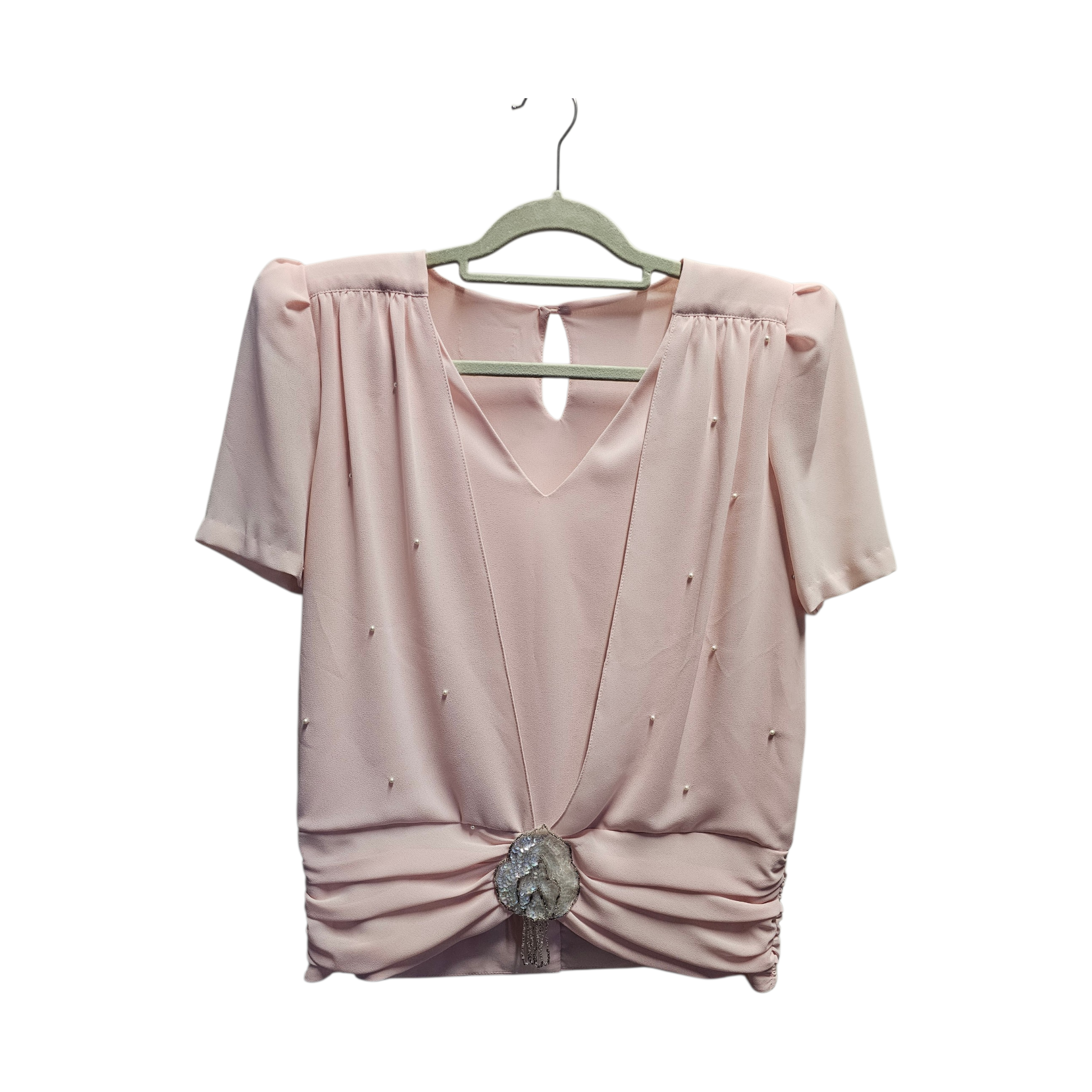 Just in pink blouse