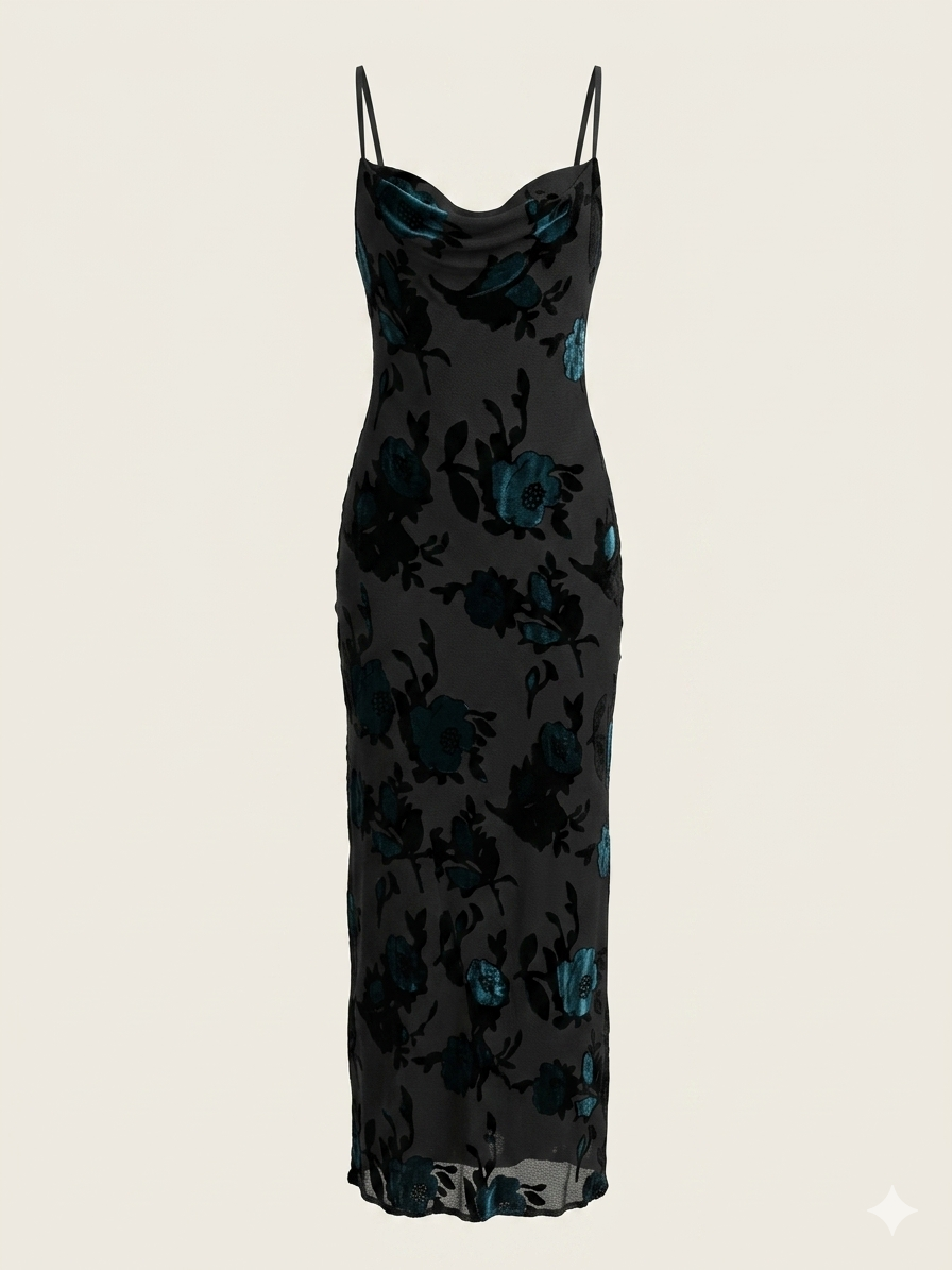 Just in vintage burn out velvet silk dress