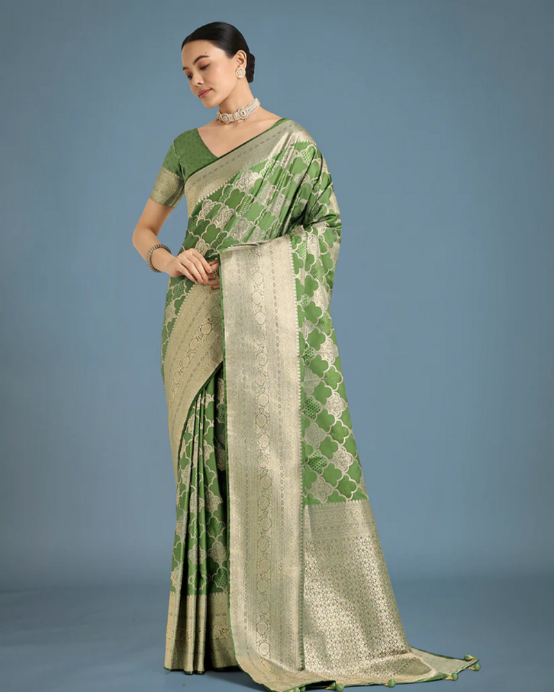 Green Banarasi Silk Saree