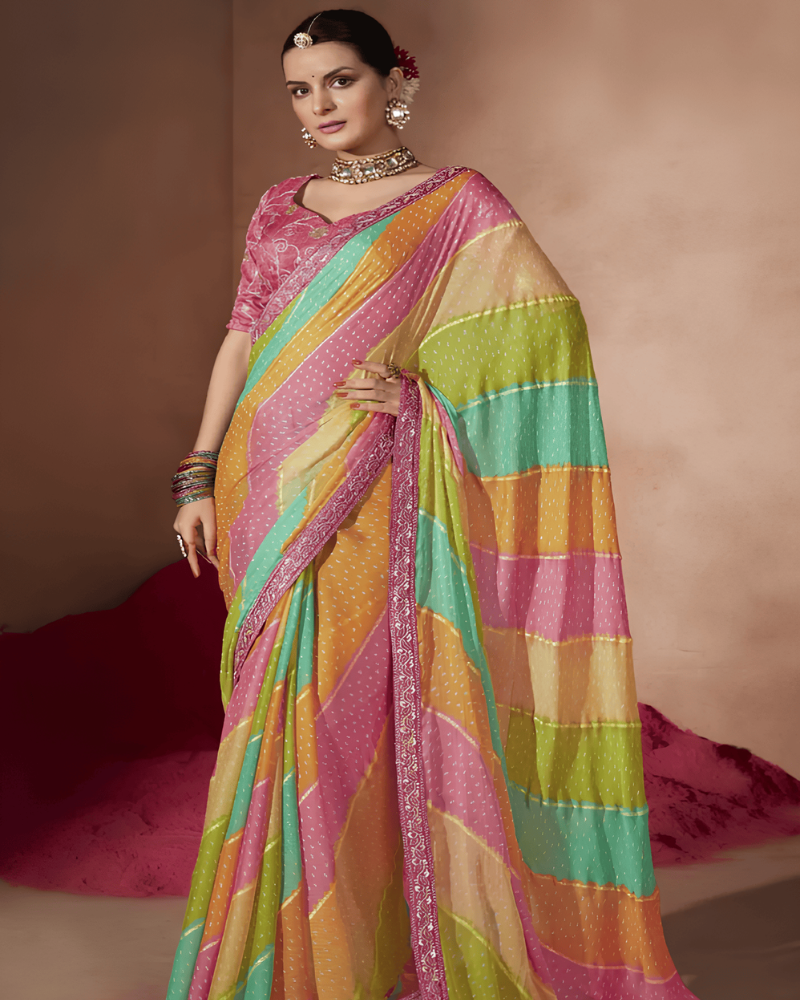 Multicolor Georgette Saree