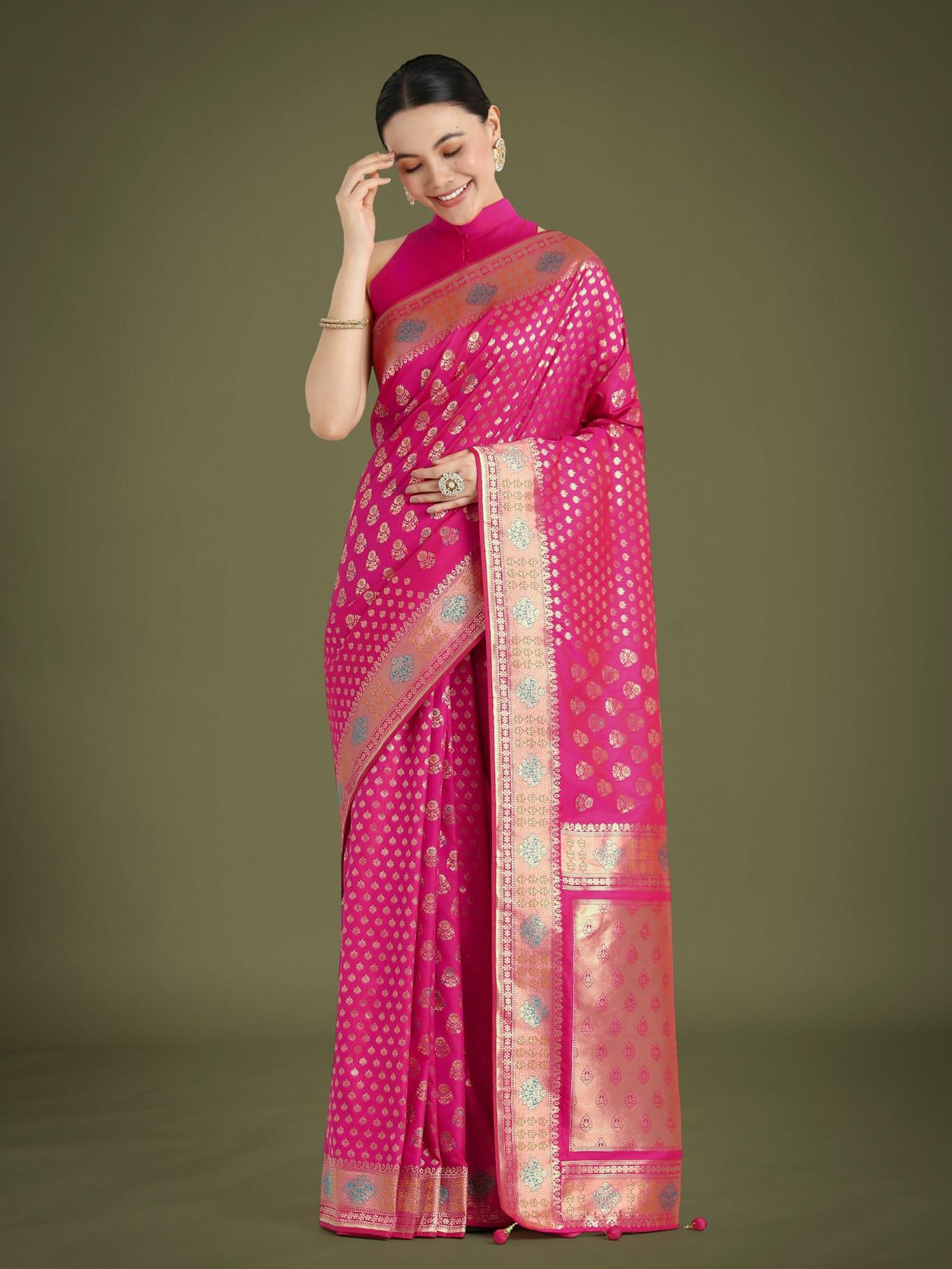 Pink Banarasi Silk Saree