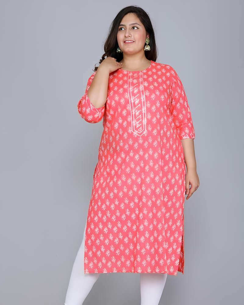 Plus Pink Printed Kurti