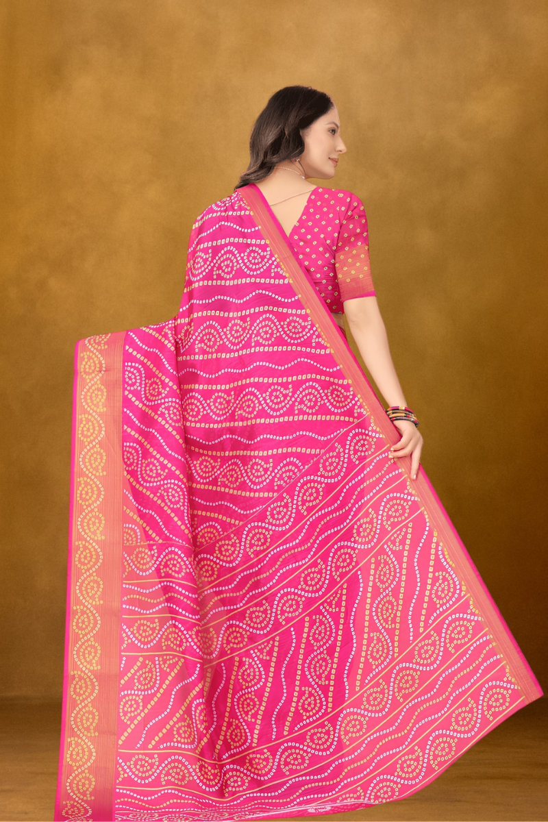 Pink Bandhani Saree