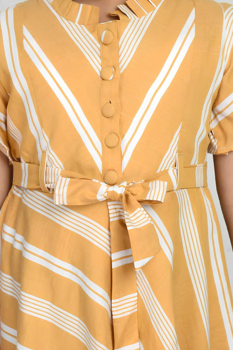 Girls' Yellow Striped Dress