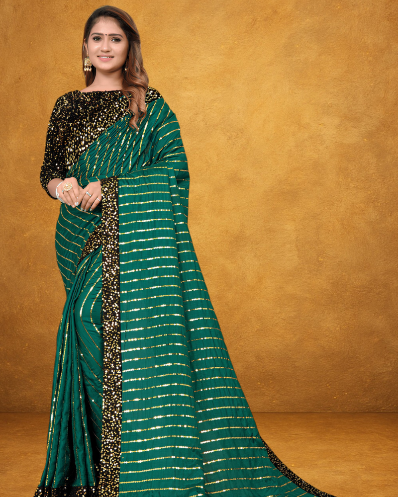 Elegant Green Designer Saree