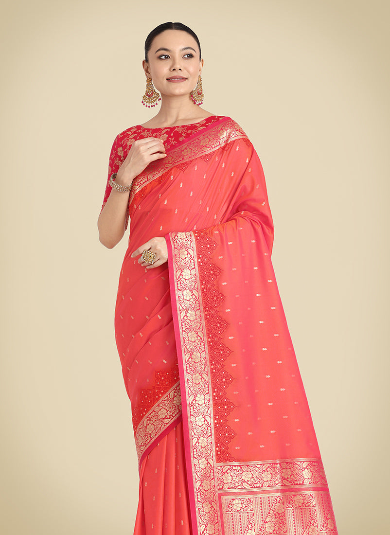 Saree with Golden Zari Work
