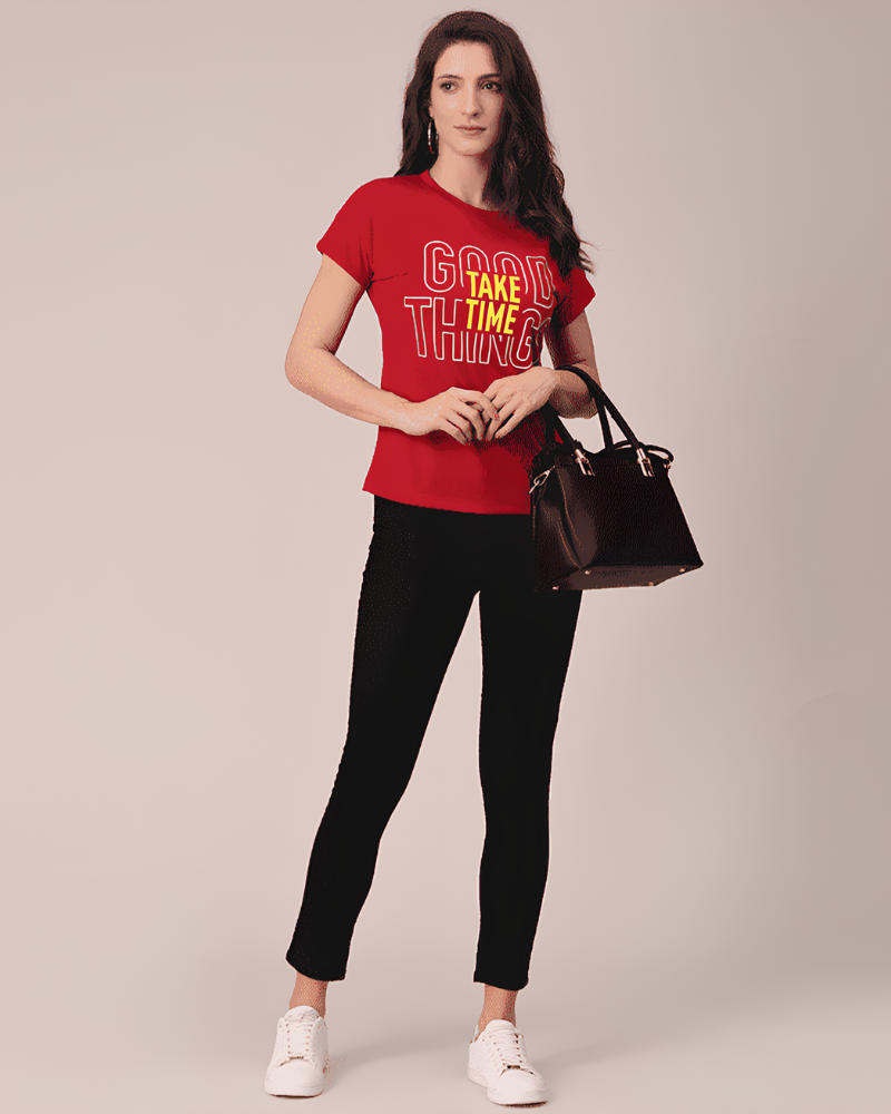 Women's Red Graphic Tee