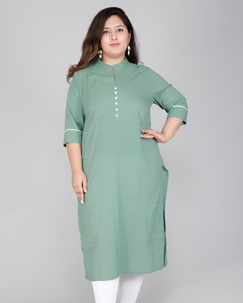 Plus Green Straight Kurti