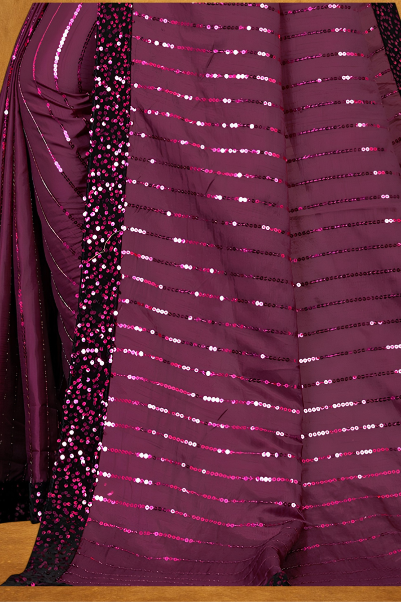 Elegant Purple Sequin Saree