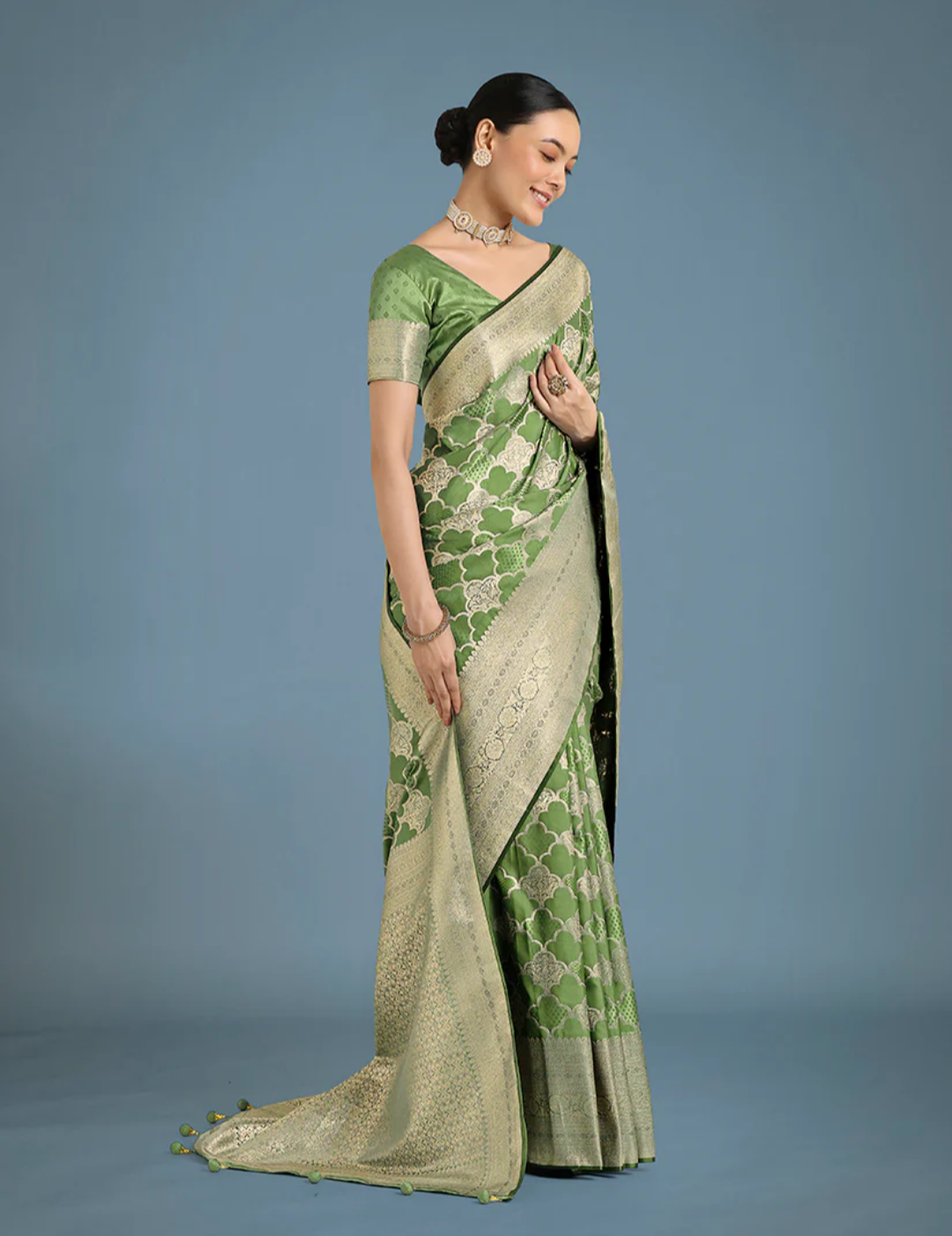 Green Banarasi Silk Saree