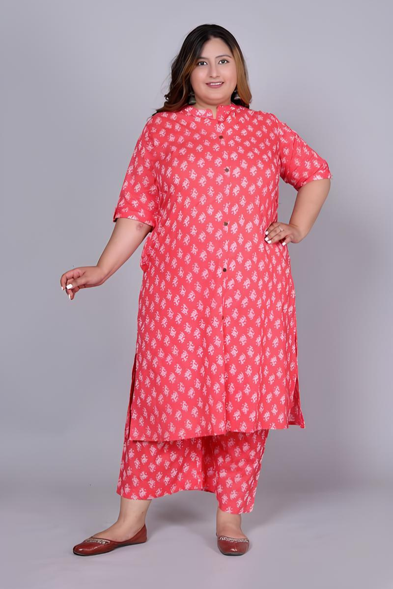 Plus Pink Printed Kurta Set