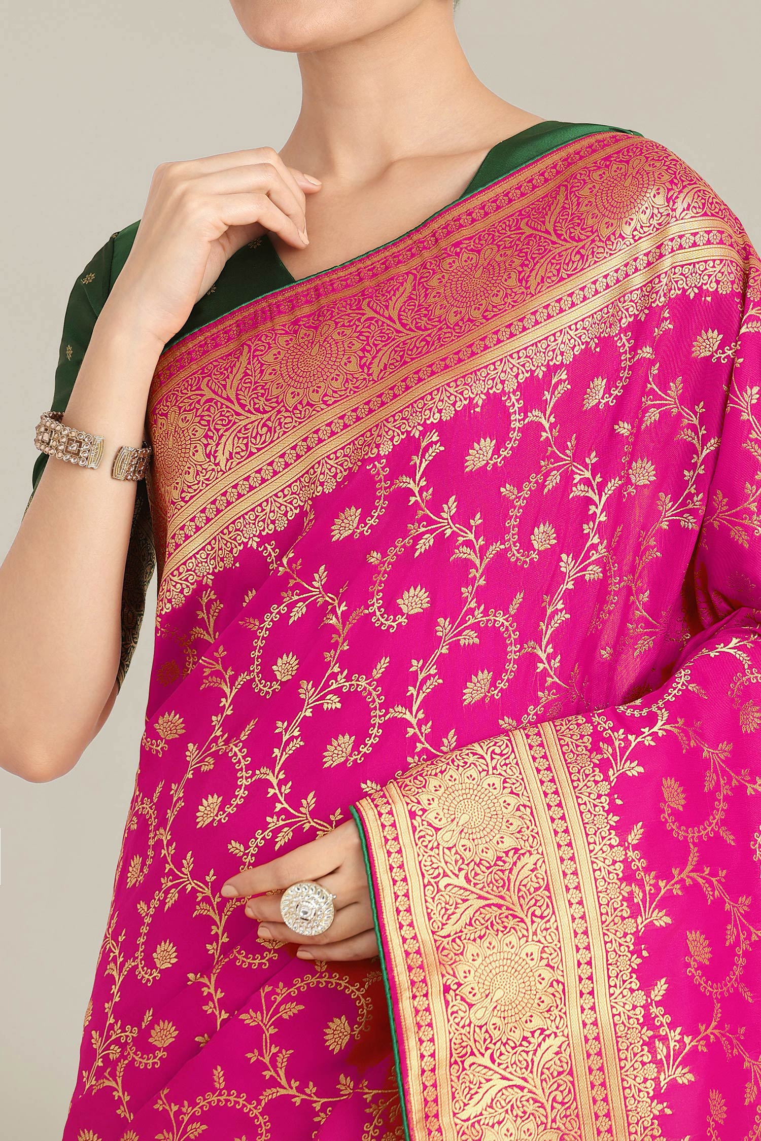 Pink Banarasi Silk Saree
