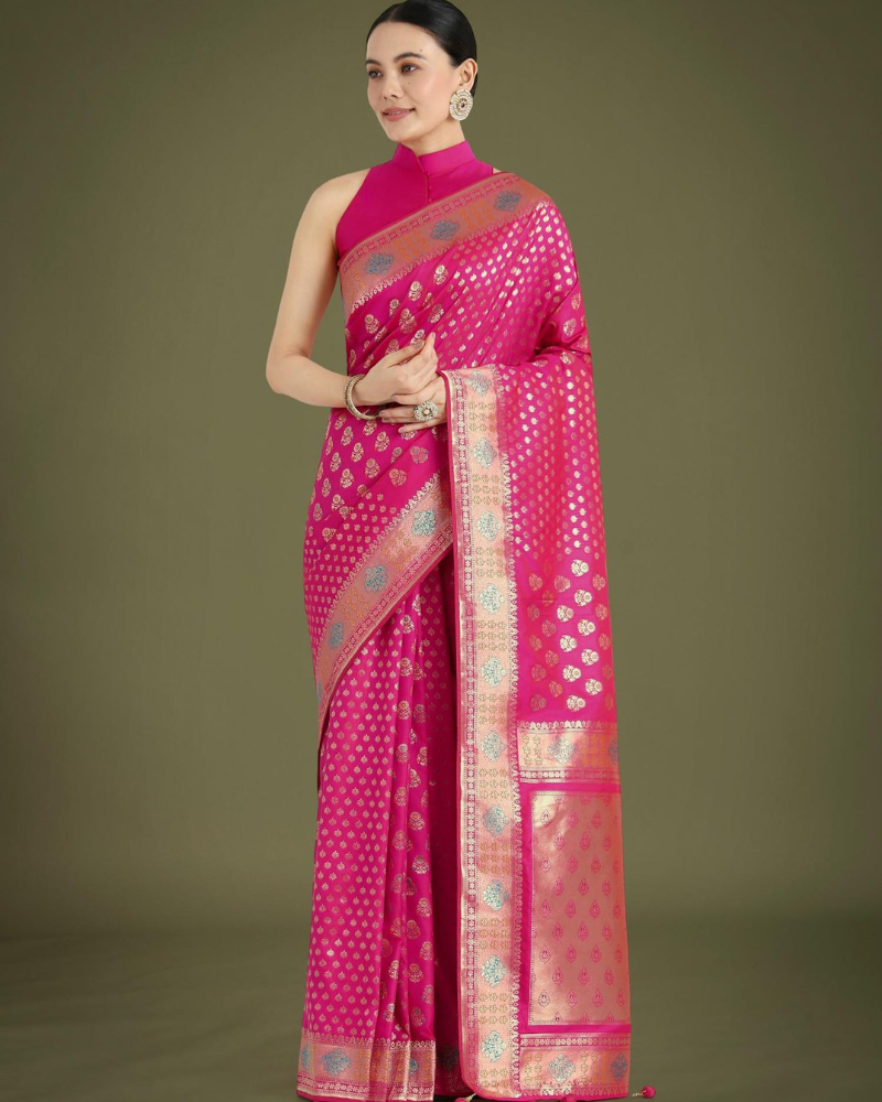 Pink Banarasi Silk Saree