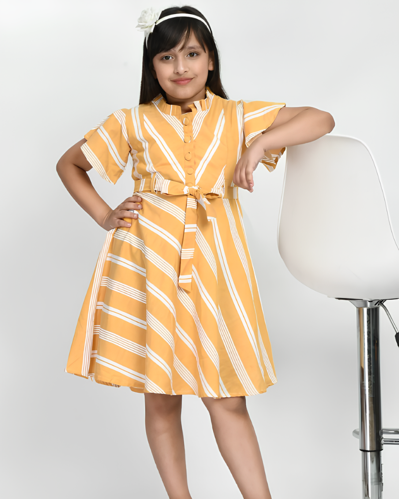 Girls' Yellow Striped Dress