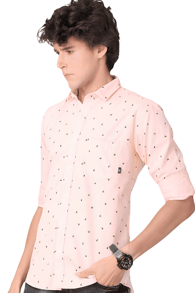 Men’s Light Pink Printed Shirt